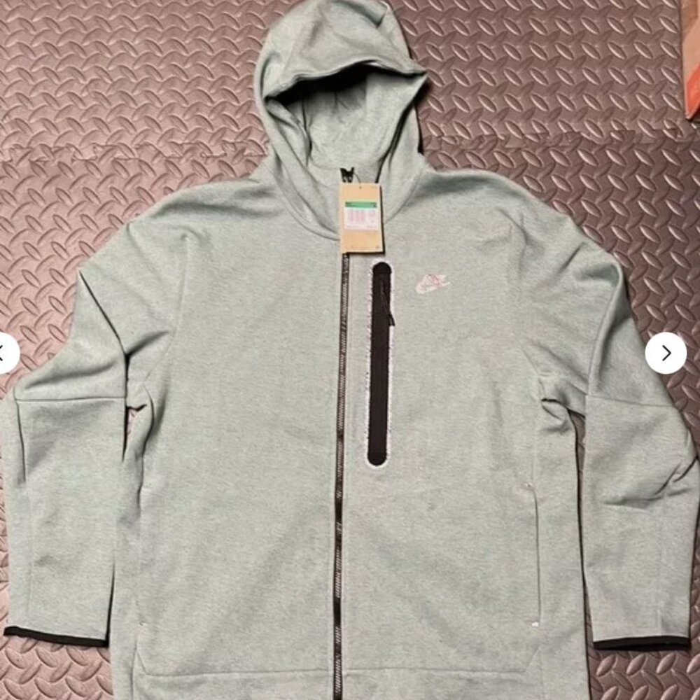 Nike Tech Fleece Full Zip Hoodie Lime Ice Green Grey DR9150-361 Men's XL
